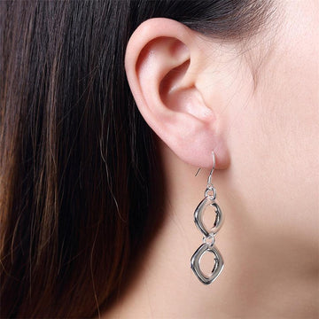 NEW ARRIVAL - Silver Round Square Necklace Earring Set For Woman - Fashion Charming Jewellery - The Jewellery Supermarket